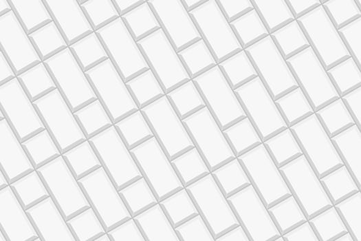 White rectangles and squares tiles in diagonal arrangement. Ceramic or stone brick wall background. Kitchen backsplash, bathroom floor, facade decoration seamless pattern vector