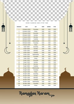 WebRamadan Time Calendar 2023Theme Template. Ramadan Calendar, Ramadan Lantern, Ramadan Dome, Mosque Abu Dhabi, Ramadan Pattern. vector
