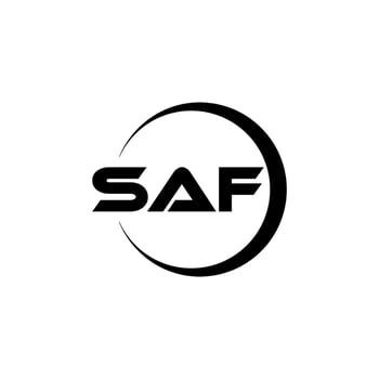 SAF letter logo design in illustration. Vector logo, calligraphy designs for logo, Poster, Invitation, etc.