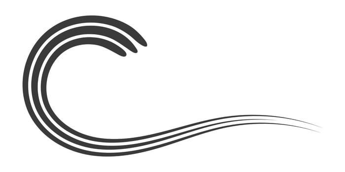 Calligraphic swirl triple wavy ribbon stripe tattoo for pages, books of diplomas vector