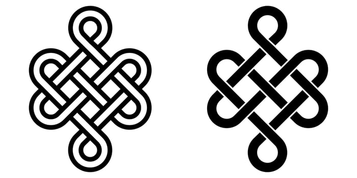 Mystical knot of longevity and health, Feng Shui luck sign, vector infinity knot, tattoo of the symbol health of occultism and witchcraft