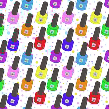 Vector seamless pattern with nail polishes. For beauty salons, Template, Background image, Web design, Business advertising, Nail Art. Vector seamless pattern with manicure cosmetics