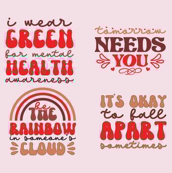 Mental Health Awareness Month - lettering quote. Modern linear hand written calligraphy, Drawn text for annual campaign in US. Medical health care design. Vector illustration