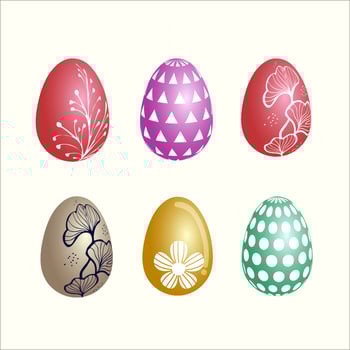 Coloring easter eggs collection, religion holiday and egghunting vector