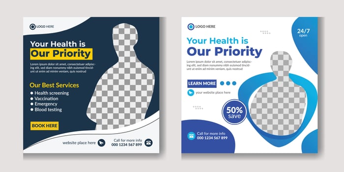 Medical Social Media Post Template, Healthcare Social Media Banner Template, Medical and healthcare social media post template. vector