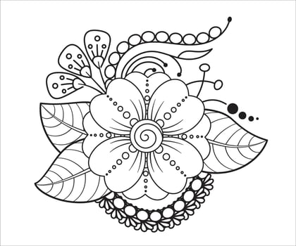 Mehndi Floral Coloring Page for Adult vector