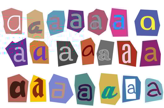 Alphabet a- vector cut newspaper and magazine letters, paper style ransom note letter