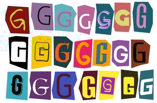 Alphabet G- vector cut newspaper and magazine letters, paper style ransom note letter