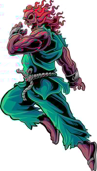 fire haired skull fighter vector
