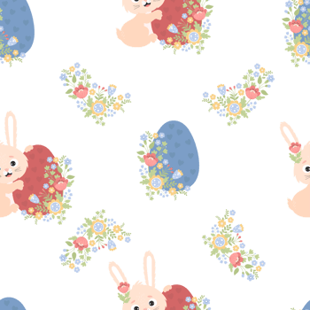 Easter seamless pattern with rabbit and egg png
