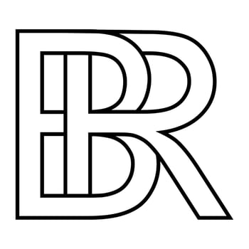 Logo sign br, rb icon sign two interlaced letters B and R vector logo br  rb first capital letters pattern alphabet b, r