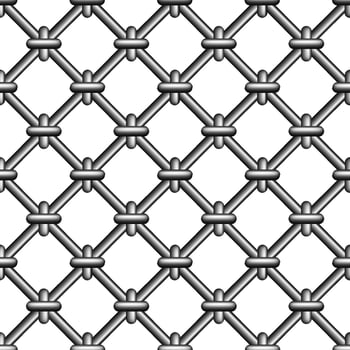 Seamless prison grating with rings, vector metal mesh grating bound rings, anti-penetration protection