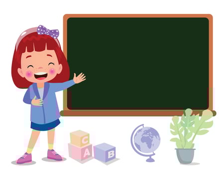 Bright school clipboard blank for your text with funny kids vector