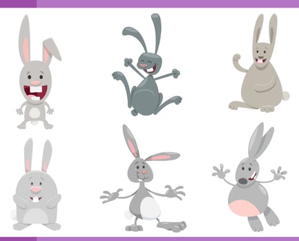 cartoon funny rabbits farm animal characters set vector