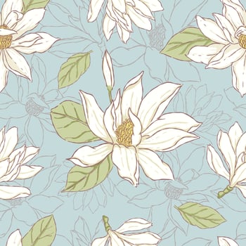 Seamless pattern  vector magnolia flower