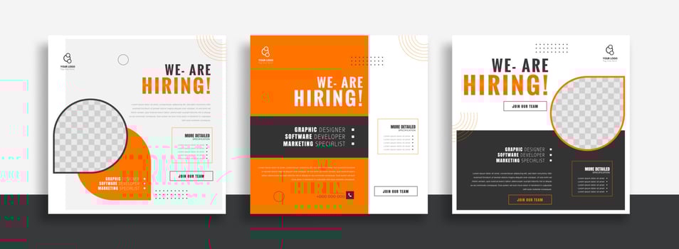 We are hiring job vacancy social media post banner design template with yellow color. We are hiring job vacancy square web banner design. vector