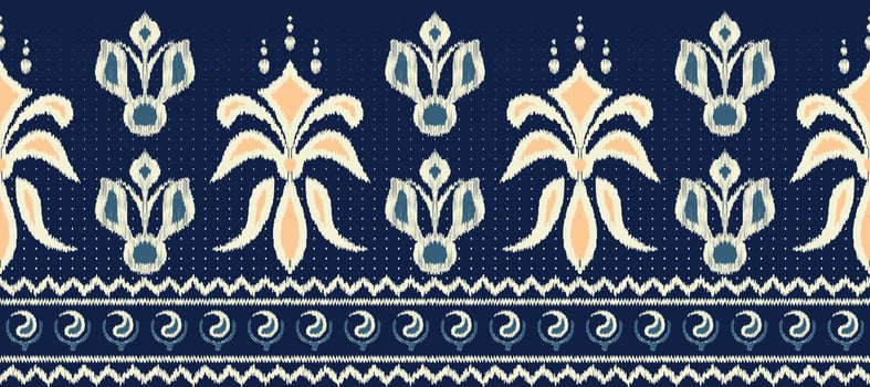 African Ikat floral paisley embroidery background. geometric ethnic oriental pattern traditional. Ikat Aztec style abstract vector illustration. design for print texture,fabric,saree,sari,carpet.