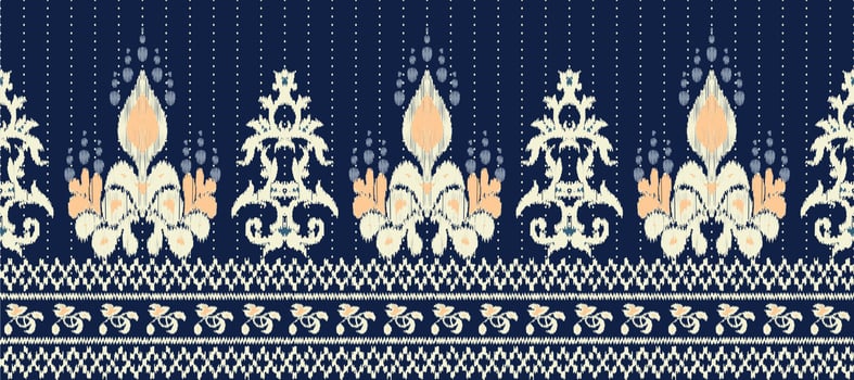 African Ikat floral paisley embroidery background. geometric ethnic oriental pattern traditional. Ikat Flower style abstract vector illustration. design for print texture,fabric,saree,sari,carpet.