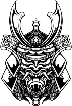 line art of yasuke shogun japan vector