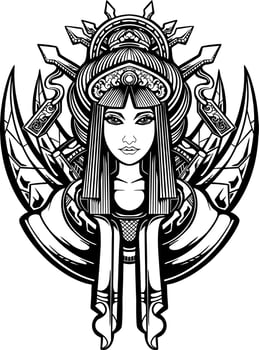 geisha vector black white line art
