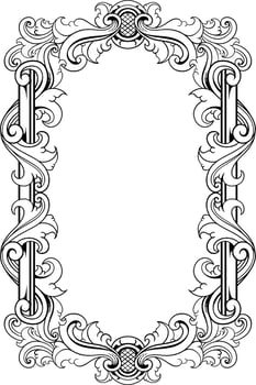 vector black and white engraved frame sketch design