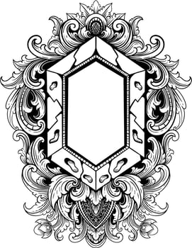 vector black and white engraved frame sketch design