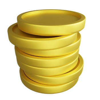 3D render coin stack icon isolated on transparent background png
