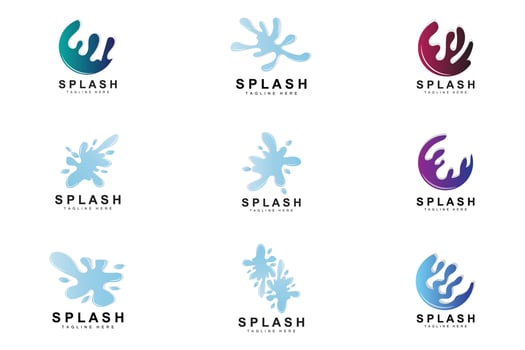 Splash Logo, Water Wave Icon, Bubble Vector, Water Logo Art, Template Illustration vector