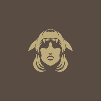 wolf and woman simple logo vector