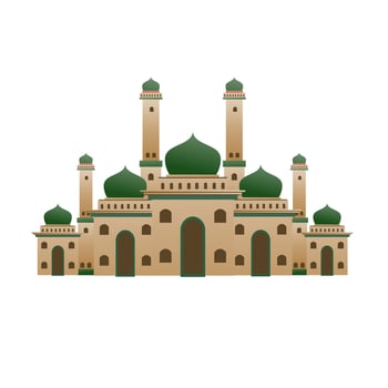 Vector Islamic mosque building green color