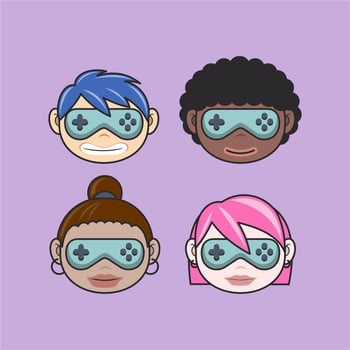 cute cartoon gamer face vector