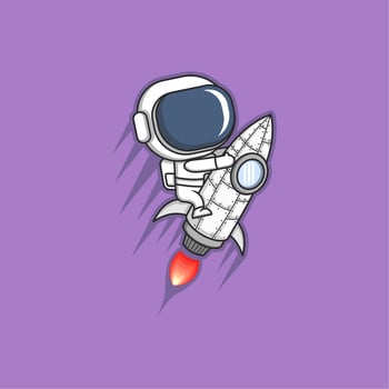 cute cartoon astronaut with rocket vector