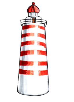 Lighthouse with white and red stripes. png