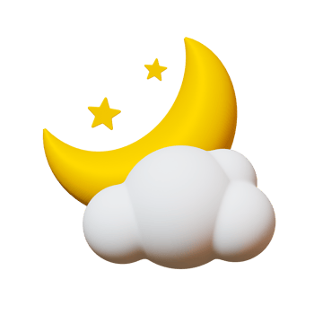 3d minimal Weather forecast concept. Partly cloudy at night weather icon. 3d illustration. png