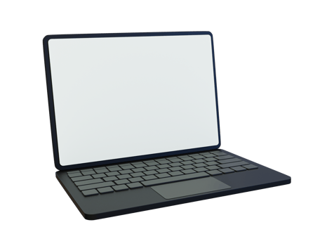 3d minimal blank screen laptop mockup. laptop screen display template. laptop with a blank white screen. 3d illustration. png