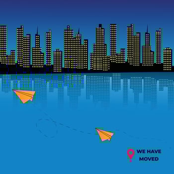 We have moved banner new location announcement vector illustration
