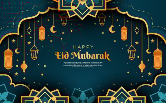 Happy Eid Mubarak Gold Realistic Background vector