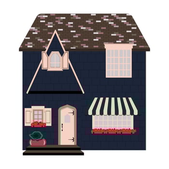 country vector house with windows and door