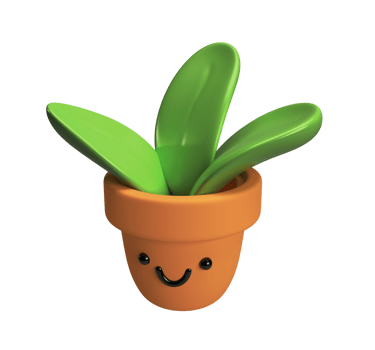 Flower, plant with leaves in pot. Gardening concept. 3d icon isolated. Cartoon minimal style png