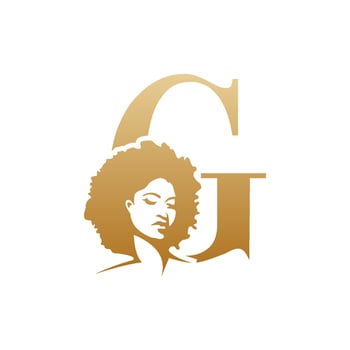 Initial afro face logo vector design templates isolated on white background