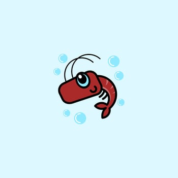 cute cartoon shrimp vector