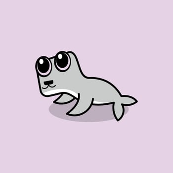 cute cartoon sea seal vector