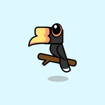 funny cartoon hornbill vector
