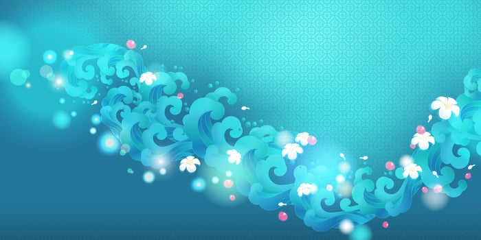 water splashing thai art style illustration vector