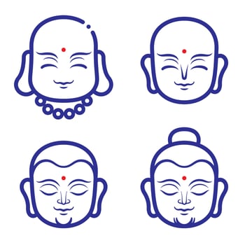 Buddha and monk face vector illustration.