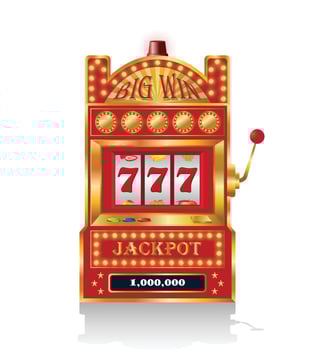 Golden slot machine vector illustration isolated on white background.