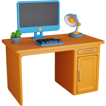 3D Icon Illustration Work desks with computers and some accessories png