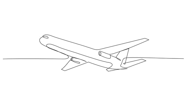 Continuous Line Art Air Transport vector