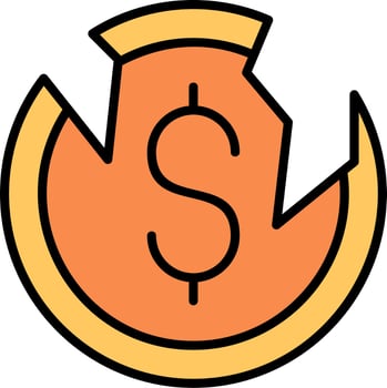 Broken Coin Vector Icon