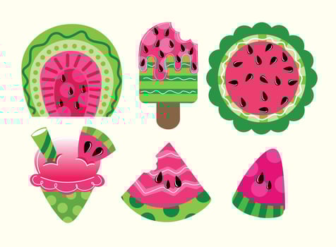 Watermelon clipart collection vector